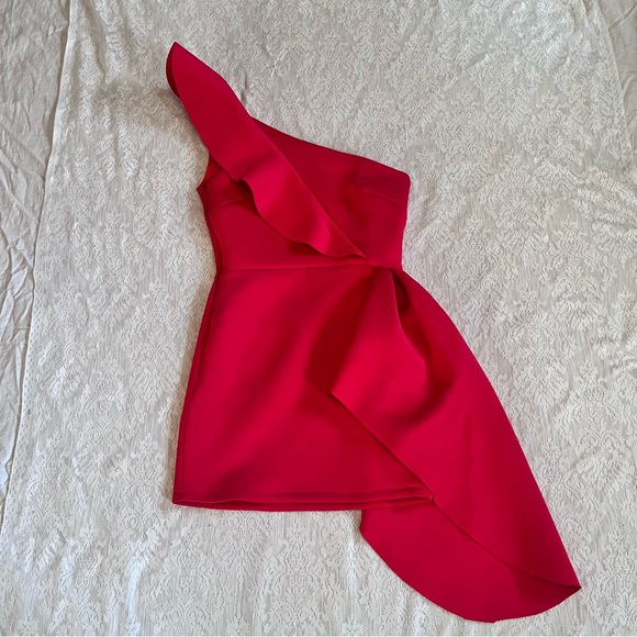 True Violet one shoulder scuba party dress - Picture 2 of 10